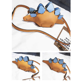 Dinosaur Shoulder Purses PU Stegosaurus CrossBody Bag for Girl Women-Yellow