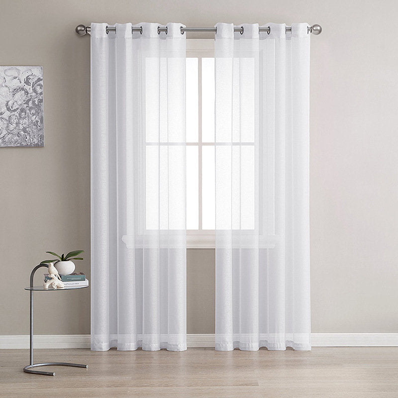 2 Panels Sheer Voile Rod Pocket Elegance Curtains for Living Room Bedroom-White