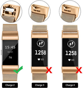 Stainless Steel Magnetic Strap For Fitbit Charge 2 Replacement Bracelets Milanese-Rose Gold