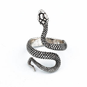 Pack of 2 Reptile Snake Ring for Women-BlackSilver