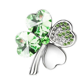 Pair of Four Leaf Clover Pin Brooch Womens Clothes Fashion Accessories-LightGreen