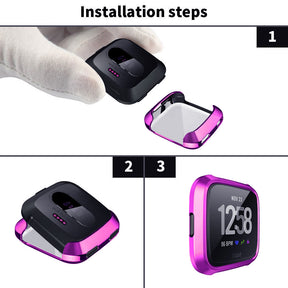 For Fitbit Versa Electroplated TPU Watch Case -Purple