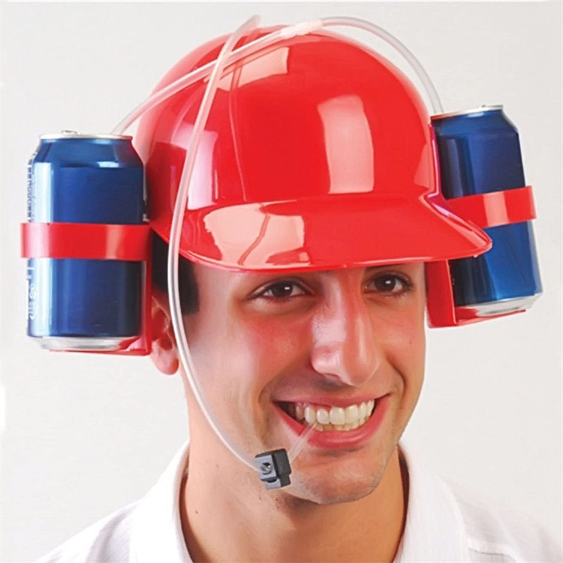 2 Packs Beer Helmet Drinking Hat The Beer Hat Drinking Holder or Soda Drink Hat Party Fun Beverage Gadgets-Red