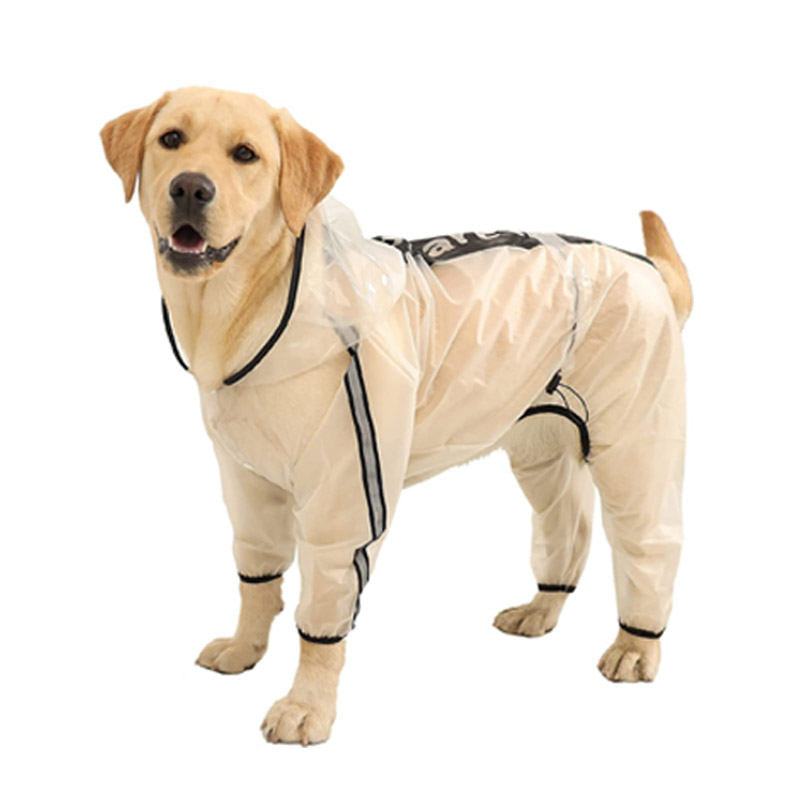 Pet Raincoat Hooded Waterproof with Reflective Stripe for Small Large Dog