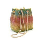 Womens Full Rhinestones Bucket Bag Evening Shinny Clutch Purse