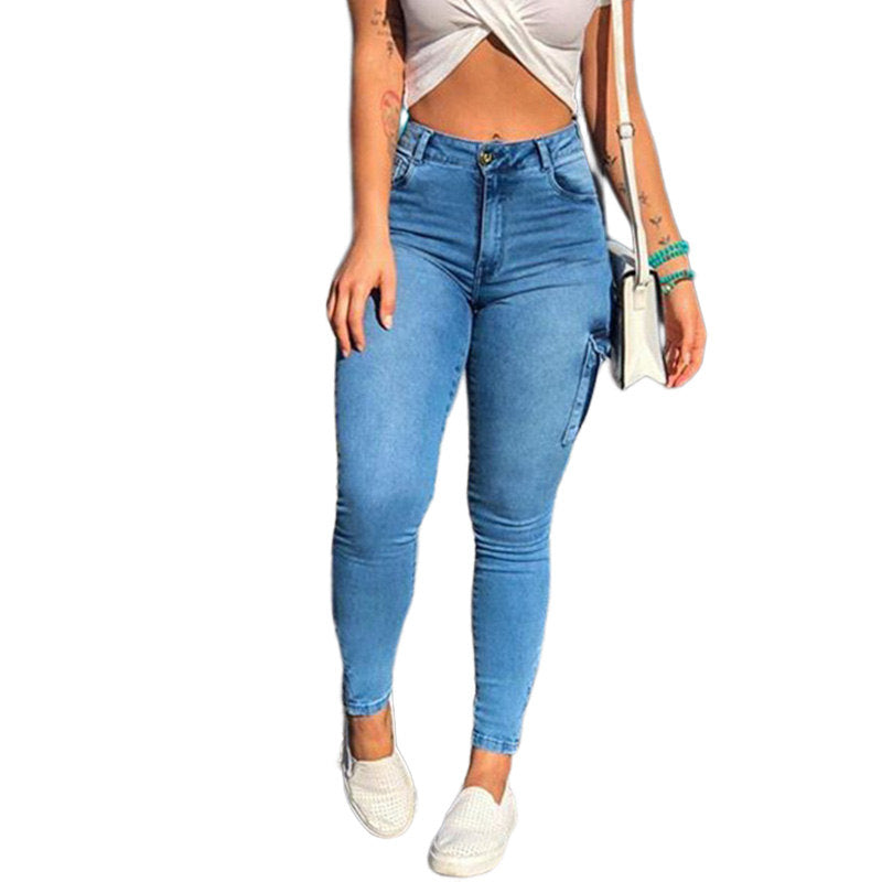 Womens High Rise Skinny Denim Pants Stretchy Comfy Classic Jeans-Light Blue
