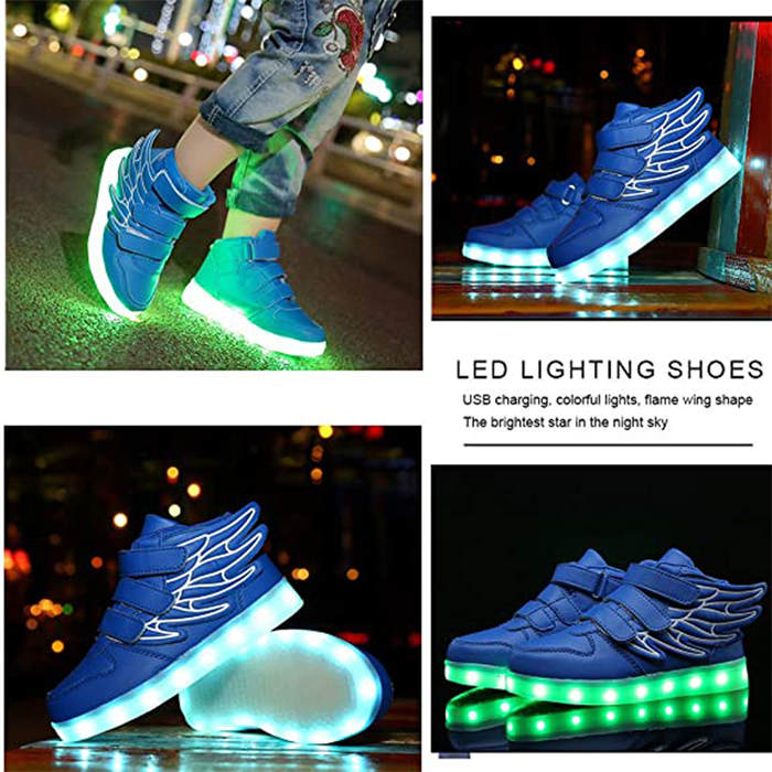 LED Light Sneakers USB Rechargeable Flashing Shoes for Boys Girls-Blue