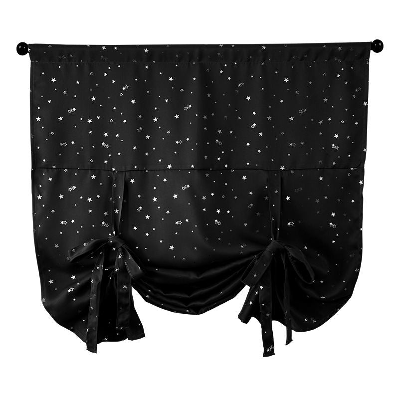 Rod Pocket Star Blackout Roman Curtain Tie Up Small Window Curtain 46X63In-Black
