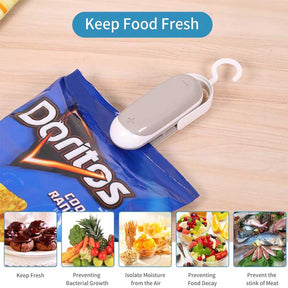 2Packs Portable Mini 2 in 1 Heat Seal and Cutter Mini Food Sealer For Plastic Bags Food Storage-Black