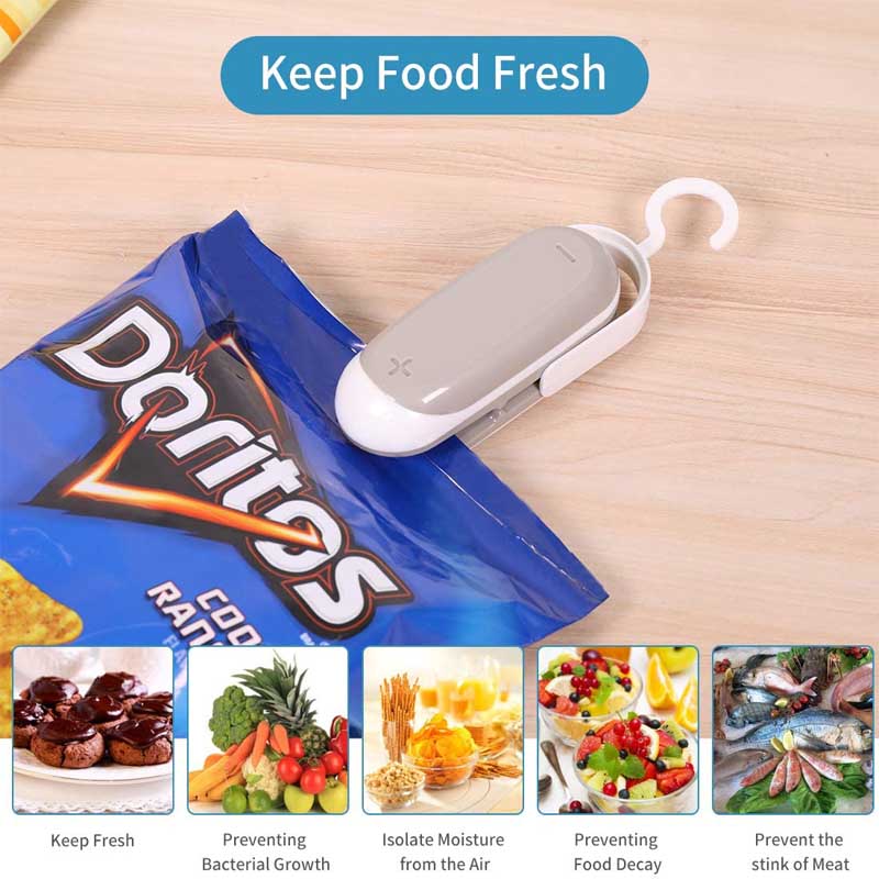 2Packs Portable Mini 2 in 1 Heat Seal and Cutter Mini Food Sealer For Plastic Bags Food Storage-Black