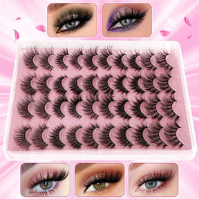 20 Pairs False Eyelashes Faux Mink Lashes Natural Look 5 Styles Mixed