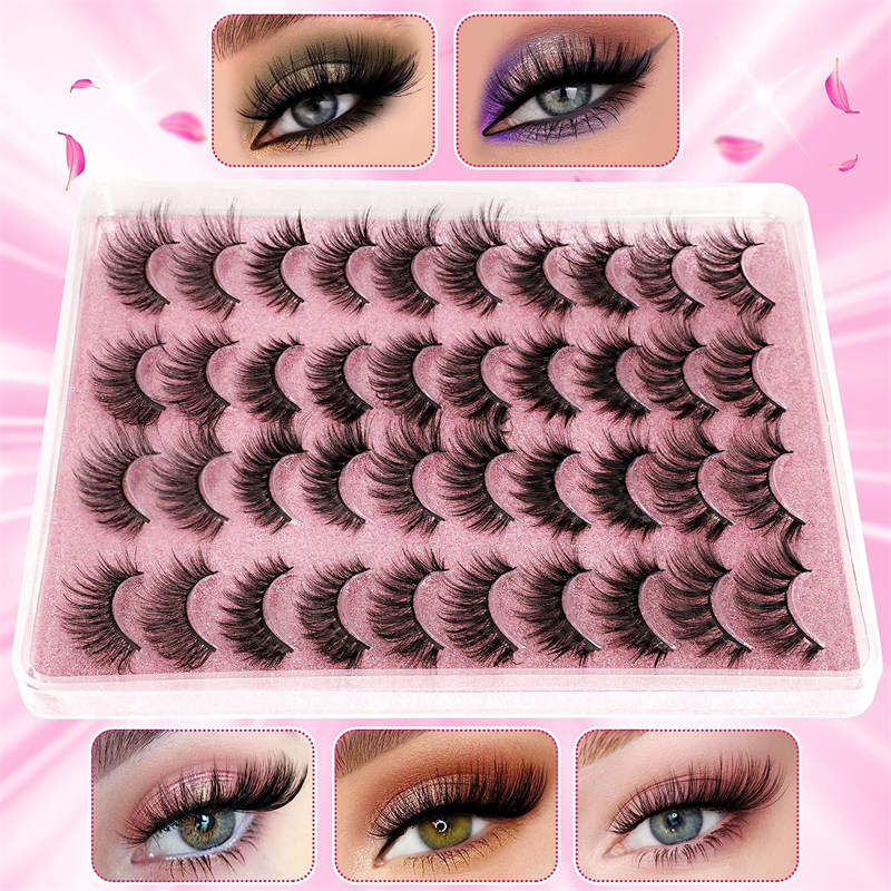 20 Pairs False Eyelashes Faux Mink Lashes Natural Look 5 Styles Mixed