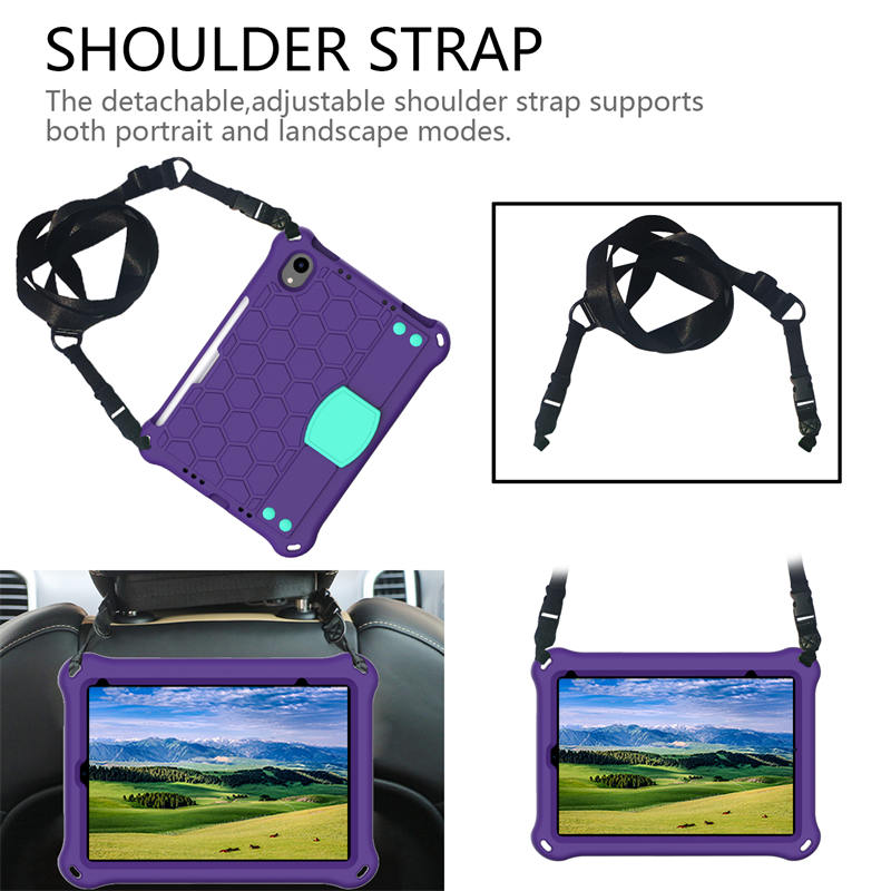Hive iPad Case For iPad Mini 6 Durable Stand Cover With Shoulder Strap-PurpleAqua