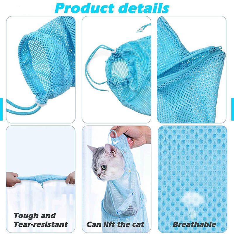 Cat Grooming Bag Adjustable Anti-Bite Cat Restraint Bag for Nail Trim Examining Ear Clean-Orange