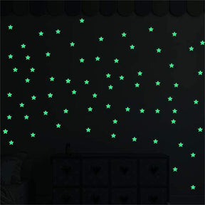 Luminous Stars Plastic Wall Stickers Glow In The Dark For Home Art Decor-Blue