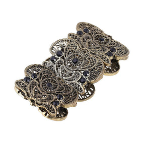 Womens Vintage Filigree Cuff Bangle Bracelet-Bronze