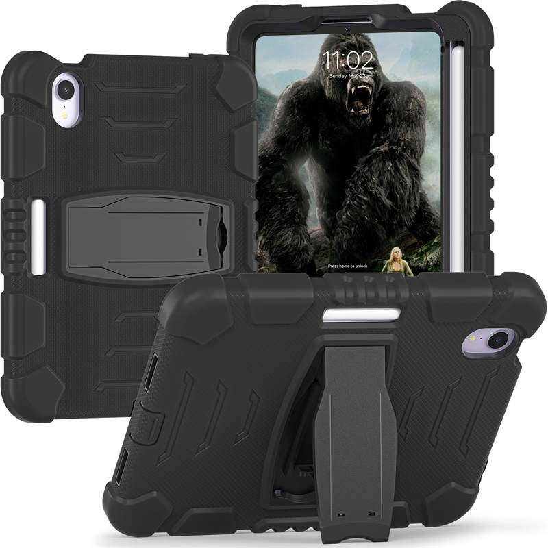 KingKong iPad Case For iPad Mini 6 Three-Layer With Holder-Black