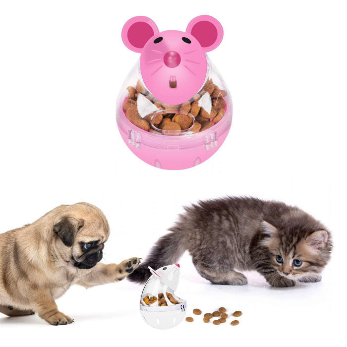 Small Cat Slow Feeder Cat Food Ball Mice Tumbler Shaped Pet Treat Ball-Pink