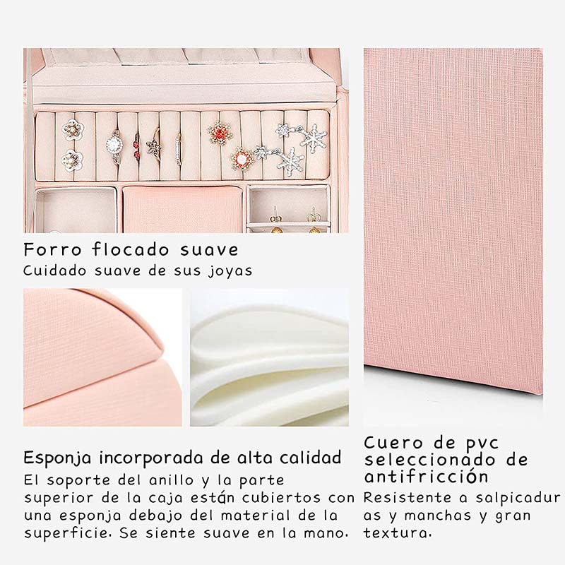 Princess Style Jewelry Box Multi-layer Large Capacity Fabulous Girls Gift-Cherry Pink