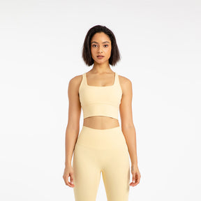 Cross Back Longline Sports Bras Wirefree Padded Crop Tank Top-White