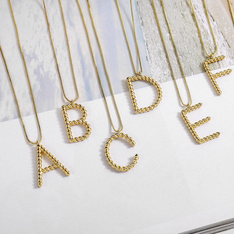 26 Alphabet Twisted Pendant Necklace Personalized Jewelry-B