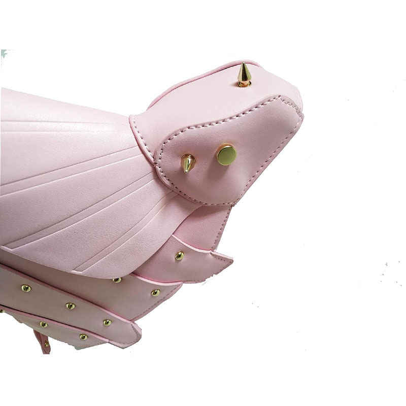 Dinosaur Shape Crossbody Shoulder Bag Women Pu Leather Rivet Chic Clutch-Pink