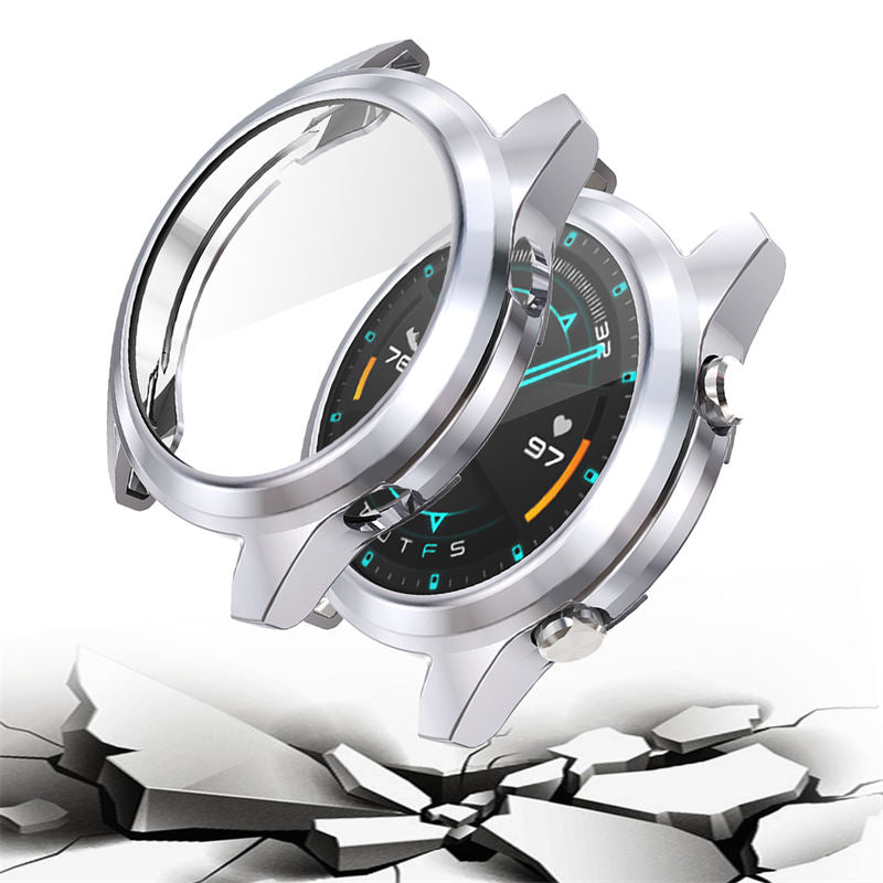 TPU Screen Protector Case For Huawei Watch GT2 42mm&46mm with HD Tempered Glass-GunColor