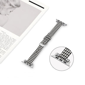 Slim Canvas Watch Band With Positioning Beads For Apple Watch SE/6/5/4/3/2/1(Black White)