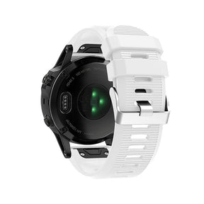 26mm Strap For Garmin Fenix 5X/5X Plus/3/3 HR/6X/6X Pro Watchband Quick Release Easy Fit Silicone Bands Silver Buckle-White