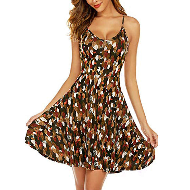 Womens Dress Sleeveless Floral Beach Summer Sundress-Pattern1