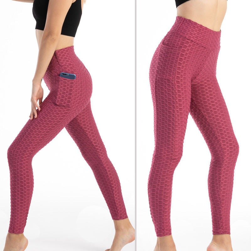 Womens Leggings Ruched Butt Lifting Stretchy Tights with Pockets-Bean Paste