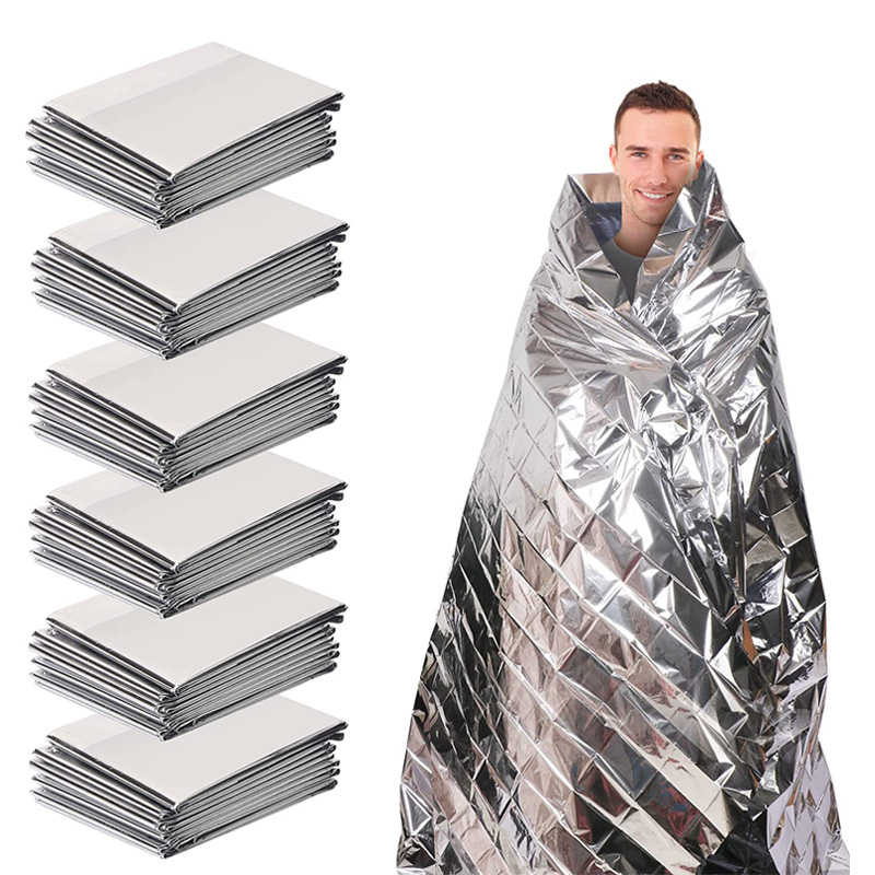 6 Pack Foil Mylar Thermal Emergency Blankets for Outdoors