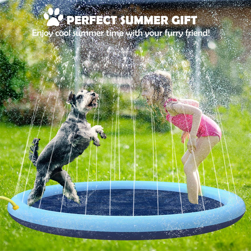 Non-Slip Splash Sprinkler Pad for Dogs Kids Pool Outdoor Play-100cm