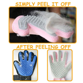 Pet Grooming Glove Cat Dog Gentle Deshedding Brush Glove Right Hand-Pink