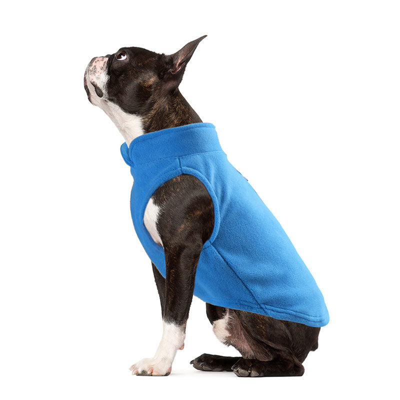 Dog Warm Vest Solid Color Pet Clothes for Small Medium Dogs and Cats-Blue