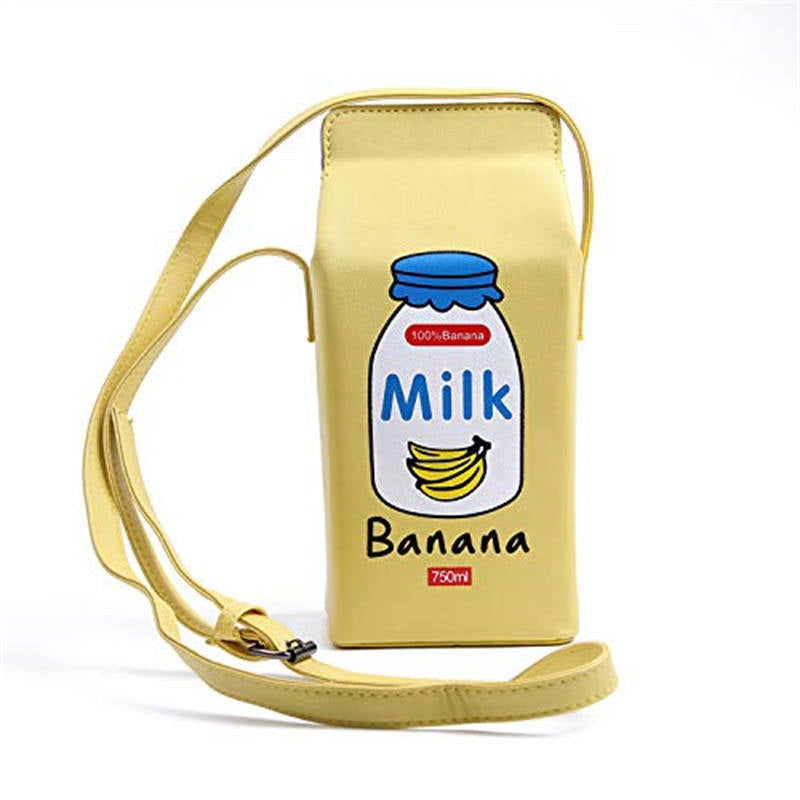 Banana Milk Box Cross-Body Bag Women Phone Shoulder Bags