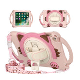 CatA iPad Silicone Case For iPad Mini 5 4 3 2 1 Built-in Handle Stand With a Strap-Pink