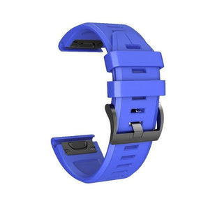 22mm 26mm Sport Silicone Watchband For Garmin Fenix  5Plus/5X Plus Easy Fit Quick Release Starp Black Steel Buckle-Sapphire