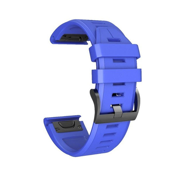 22mm 26mm Sport Silicone Watchband For Garmin Fenix  5Plus/5X Plus Easy Fit Quick Release Starp Black Steel Buckle-Sapphire