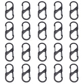 20 Pcs Small Carabiner Keychain Clip Dual Spring Snap Hooks-Black