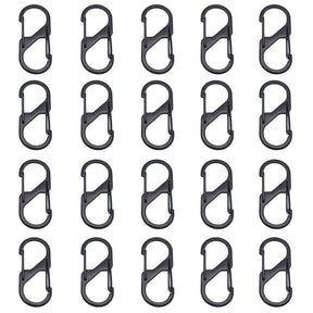 20 Pcs Small Carabiner Keychain Clip Dual Spring Snap Hooks-Black