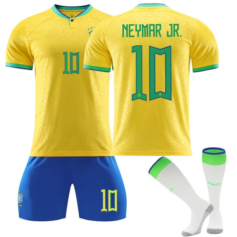 NERMAR JR #10 Brazil Home Jersey 2022/23 Soccer Jersey Kit Football T-shirt Set For Adult Kids