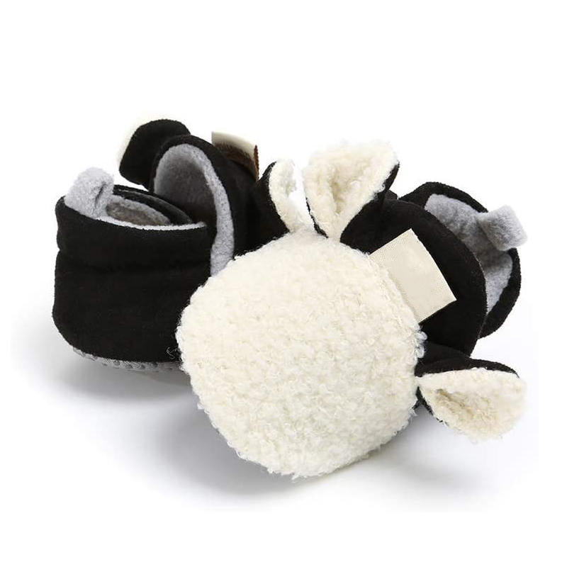 Infant Baby Boys Girls Slipper Stay On Non Slip Soft Sole 0-18 Months Cotton Plush Shoes-White