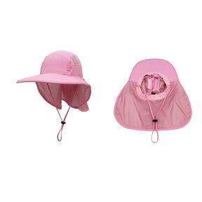 Unisex Outdoor Activities UV Protecting Sun Hats with Adjustable Neck Flap-Pink