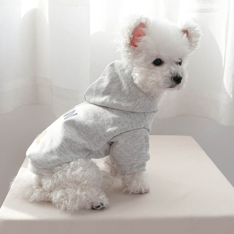 Pet Hoodie Sweatshirt Letter Printed Warm Clothes for Dogs and Cats-Grey