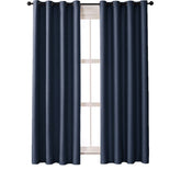 2 Panels Solid Color Blackout Curtains for Living Room-DarkBlue