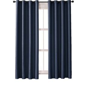 2 Panels Solid Color Blackout Curtains for Living Room-DarkBlue