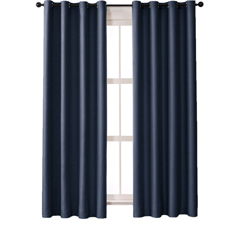 2 Panels Solid Color Blackout Curtains for Living Room-DarkBlue