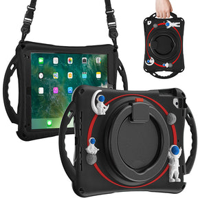 iPad Case Shockproof Case With Handle Stand Shoulder Strap for iPad 9.7 2018/2017/Pro9.7/Air2/Air-Black