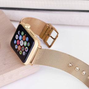 Buckle Metal Mesh Watch Watch Band For Apple Watch SE/6/5/4/3/2/1(Gold)